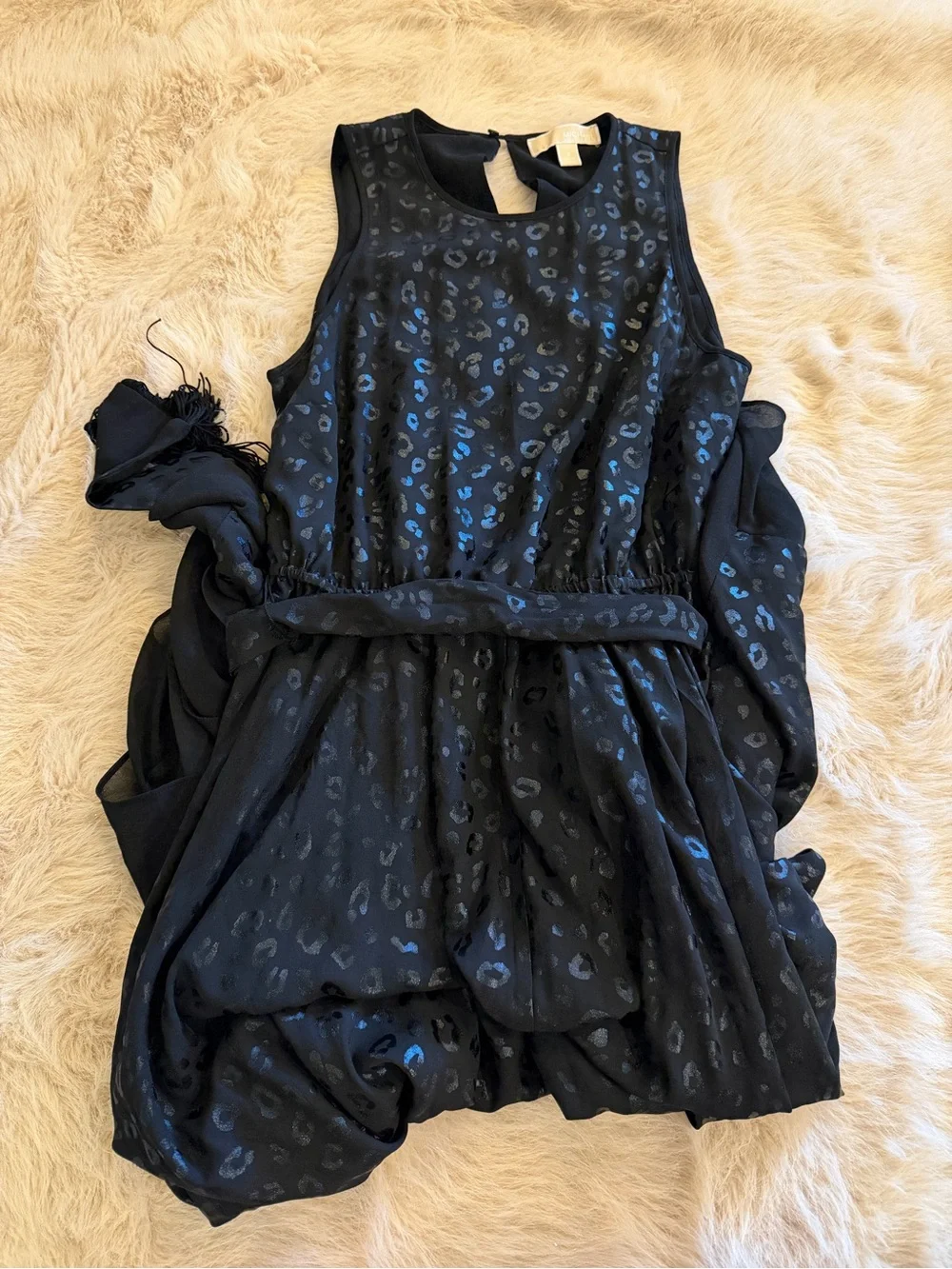 Michael Kors Black and Black Metallic Asymmetrical Dress